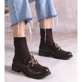 D/CEO Cizme maro cu partea superioară din material de la Krisa 1