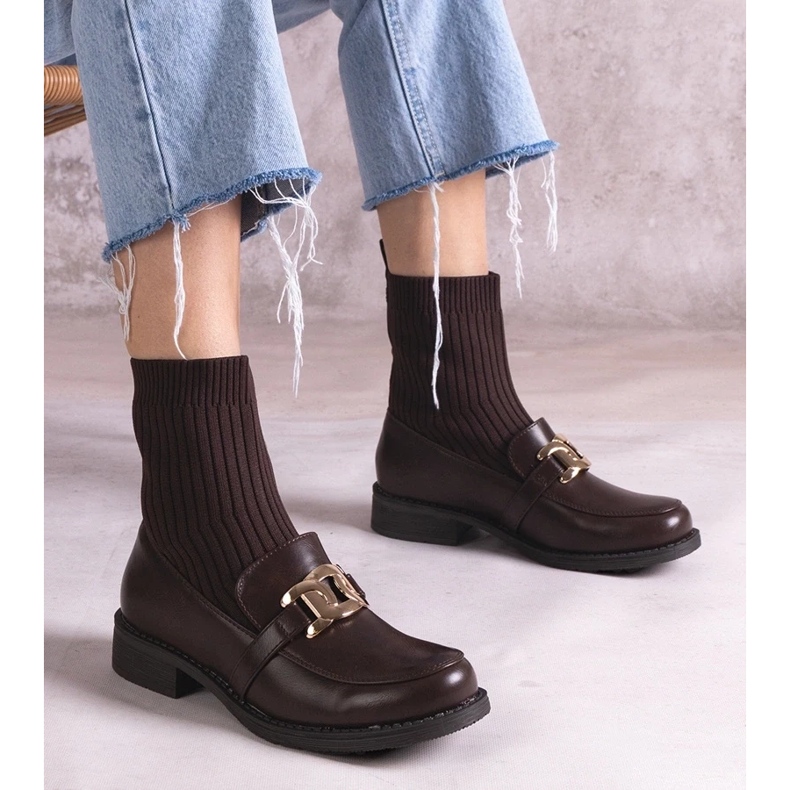 D/CEO Cizme maro cu partea superioară din material de la Krisa 1