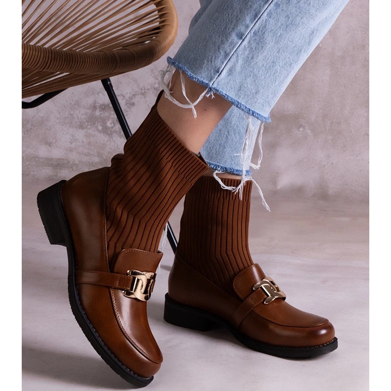 D/CEO Cizme maro cu partea superioară din material de la Krisa 1