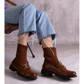 D/CEO Cizme maro cu partea superioară din material de la Krisa 2