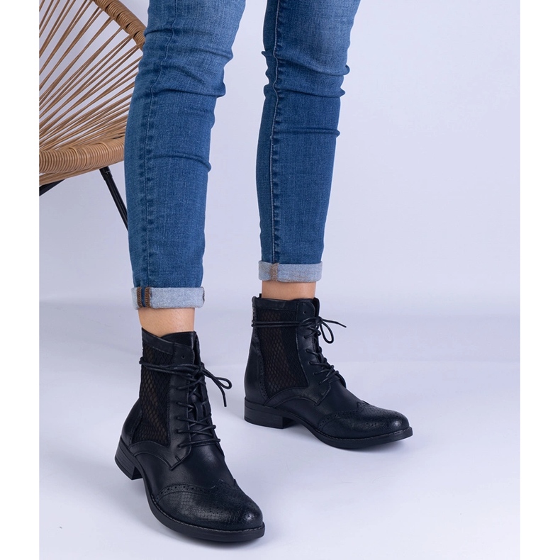 Cizme plate ajurate negre de la Reeves negru 1