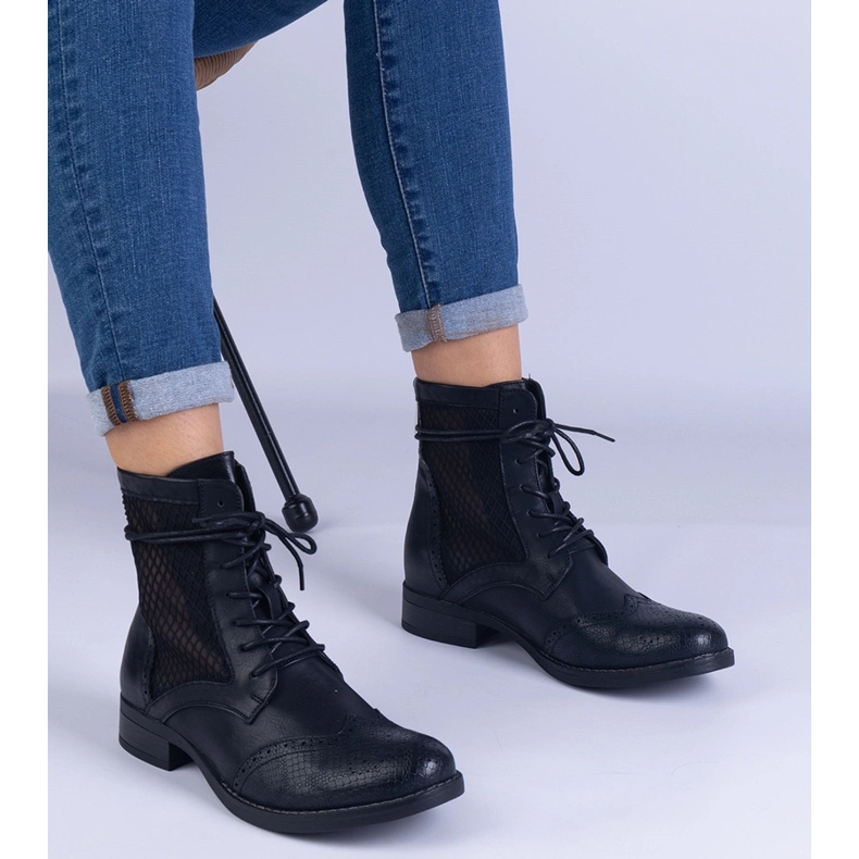 Cizme plate ajurate negre de la Reeves negru 2