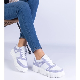 Adidași Violet Openwork pe o talpă masivă 3