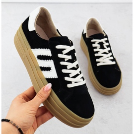 Pantofi din piele pe platforma neagră Filippo 6744 negru 1