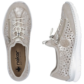 Pantofi pentru femei confortabile OpenWork Beige Rieker L32P6-90 placat cu argint bej 2