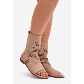 Zazoo 3437 sandale din piele cu un superior superior bej 1