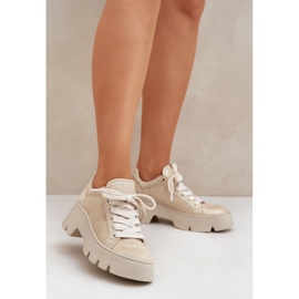 Pantofi sport de adidași pe platforma Chebello 4632 Gold de aur 2