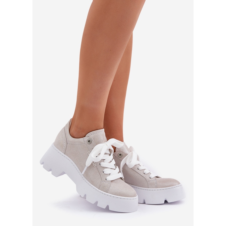 Pantofi sport de adidași pe platforma de argint Chebello 4632 1