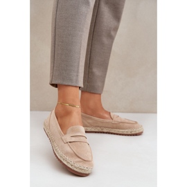 Espadrilles pentru femei cu o împletitură de iută pe o talpă de bej plat 2