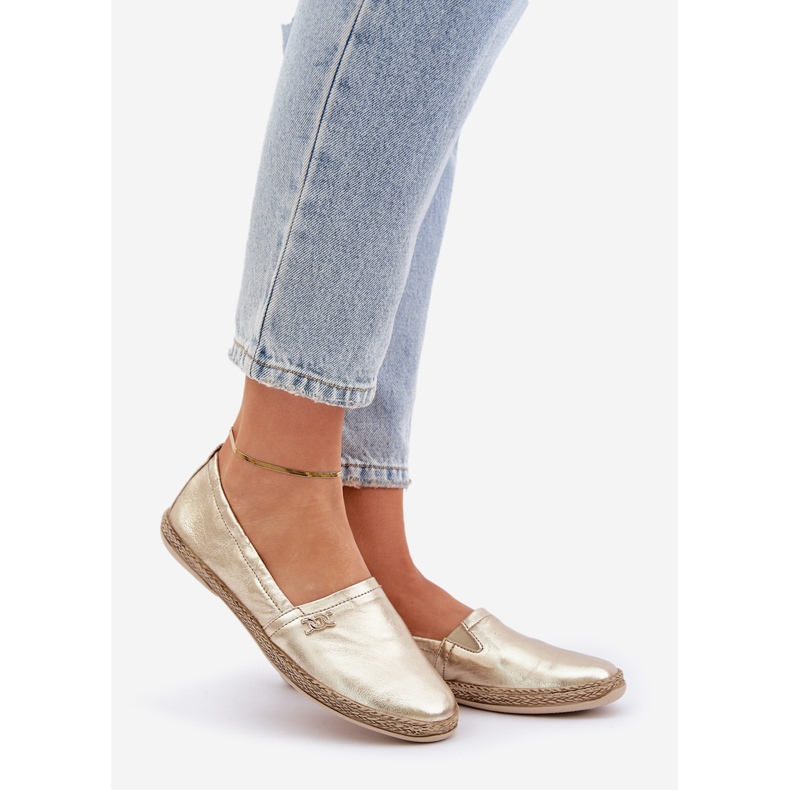 Elegant din piele Espadrilles Zazoo 10177 Gold de aur 1 Elegant din piele Espadrilles Zazoo 10177 Gold de aur 1