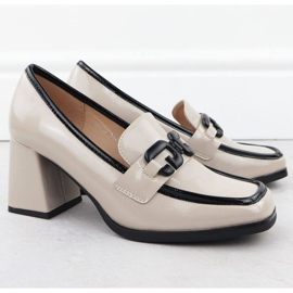 Pantofi pictați Potocki SZ12553 cu un ornament bej 2