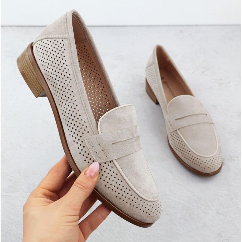 Openwork Suede Shoes Lords Potocki SZ12585 bej 1