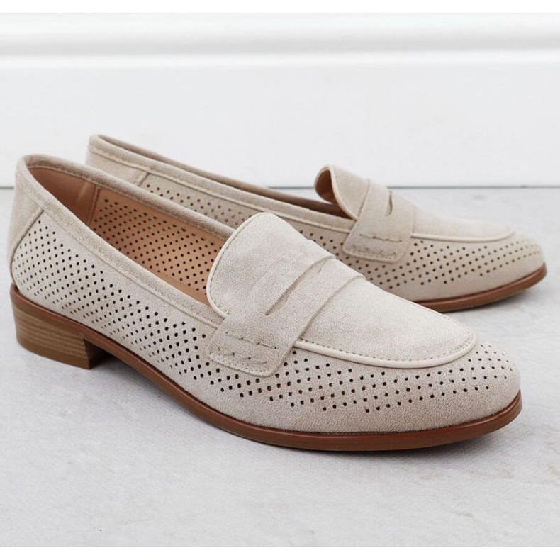 Openwork Suede Shoes Lords Potocki SZ12585 bej 2