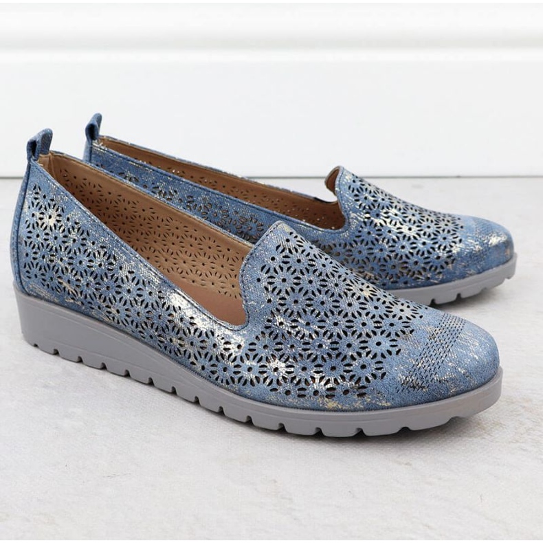 M.Daszyński Încălțăminte la M. Daszyński MR1628-20 în flori albastru 2