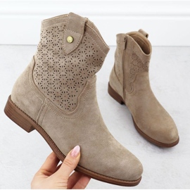 Openwork Cowboy Boots S.Barski Hy51-063 Beige bej 1