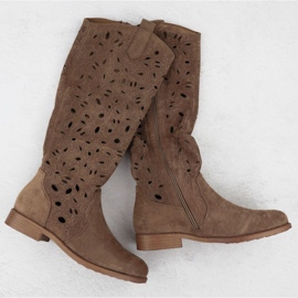 Openwork Boots Suede S.Barski Hy51-176 Brown maro 1 Openwork Boots Suede S.Barski Hy51-176 Brown maro 1