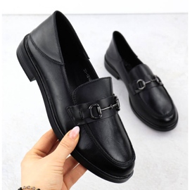 Pantofi din piele pentru femei confortabile Black Vinceza 18107 Loafers negru 1