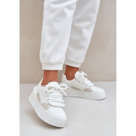 Adidași pentru femei cu șireturi groase pe platforma albă 2