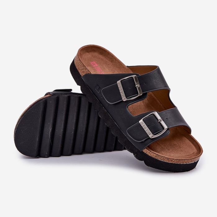 Papuci pentru bărbați ușori cu catarame din piele ecoasă Big Star NN174531 Negru 2 Papuci pentru bărbați ușori cu catarame din piele ecoasă Big Star NN174531 Negru 2