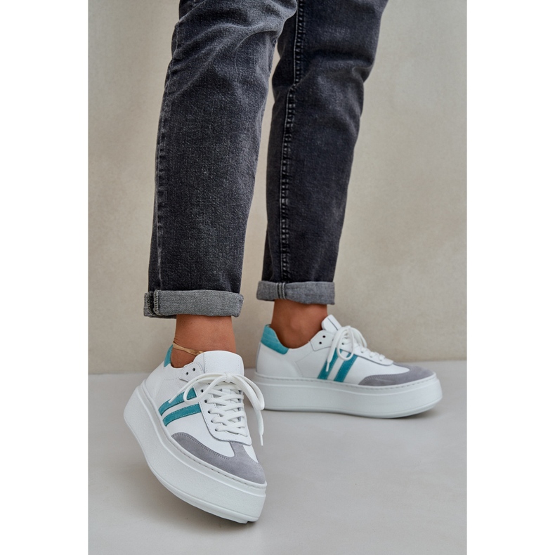 Zazoo N1068S8 Piele scăzute adidași pentru femei pe platformă Alb 2