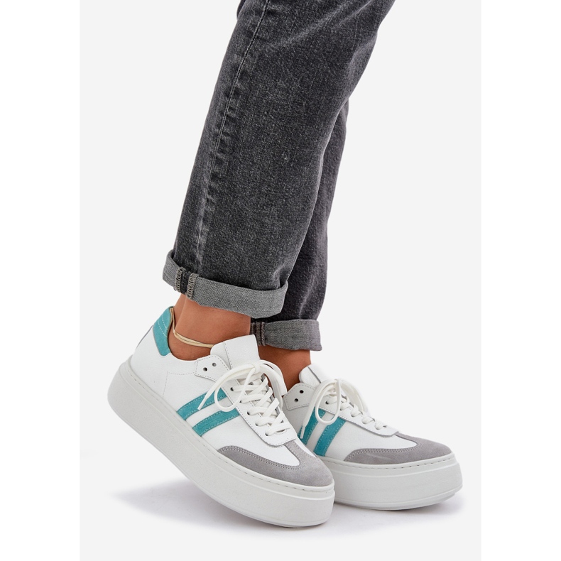 Zazoo N1068S8 Piele scăzute adidași pentru femei pe platformă Alb 1