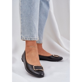 Ballerine din piele eco cu un decor negru 2 Ballerine din piele eco cu un decor negru 2