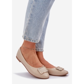 Ballerine din piele eco cu decorare bej 1 Ballerine din piele eco cu decorare bej 1