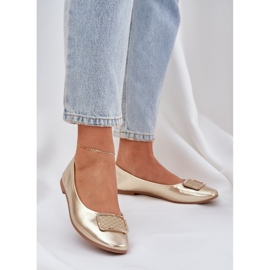 Ballerine din piele eco cu un decor de aur 2