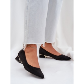 Pompe cu tocuri joase și degetele de la picioarele îndreptate negre negru 2 Pompe cu tocuri joase și degetele de la picioarele îndreptate negre negru 2