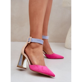 Sandale pe post cu degetele de la picioarele îndreptate Fuchsia roz 2