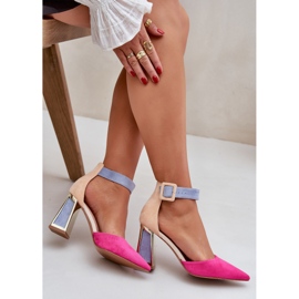 Sandale pe post cu degetele de la picioarele îndreptate Fuchsia roz 5
