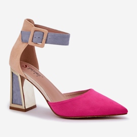Sandale pe post cu degetele de la picioarele îndreptate Fuchsia roz 7