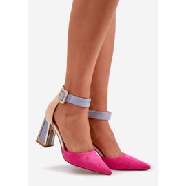 Sandale pe post cu degetele de la picioarele îndreptate Fuchsia roz 1