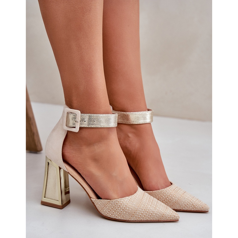 Sandale pe post cu vârful degetelor de la picioarele ascuțite de aur 2