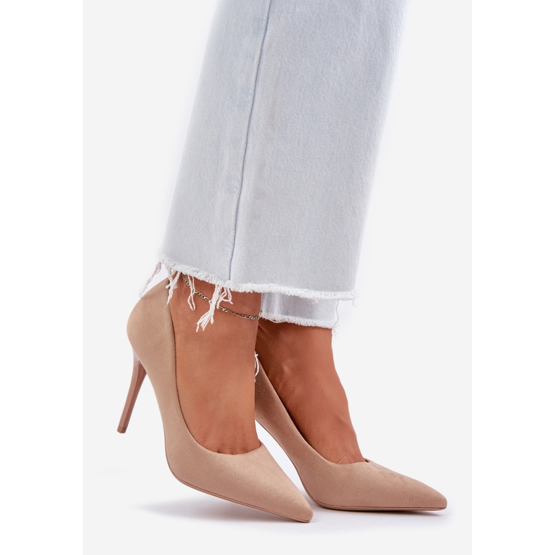 Pinuri clasice de piele de căprioară bej 1