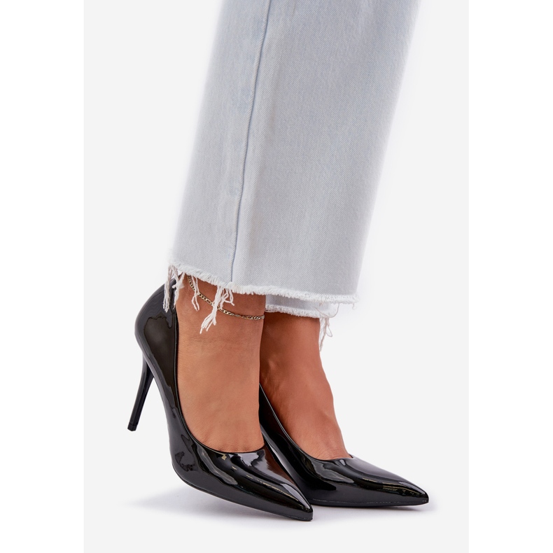 Tocuri înalte vopsite cu degetele de la picioare ascuțite negre negru 1