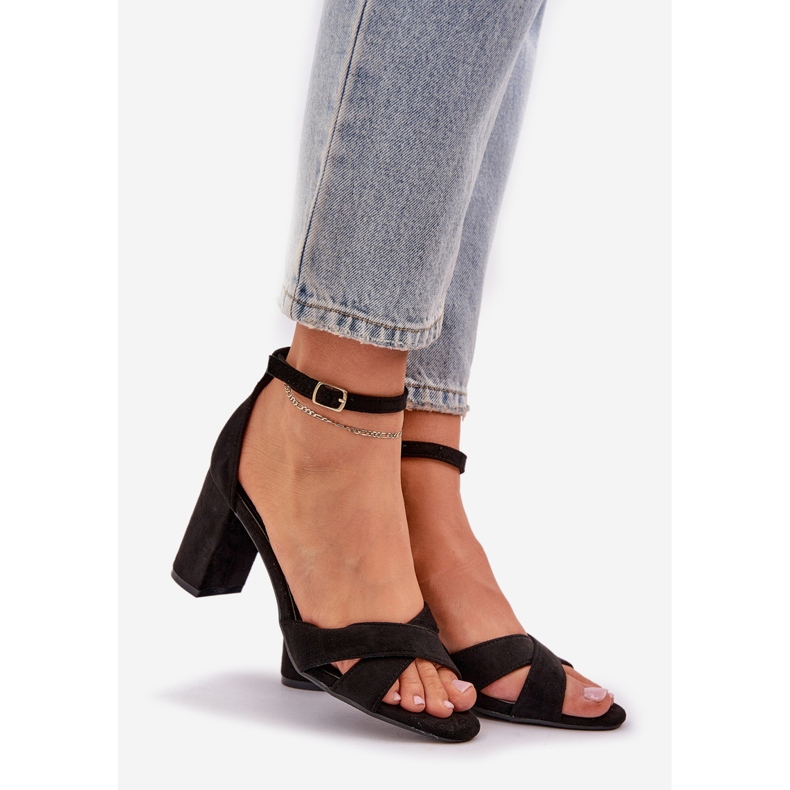 Sandale pe călcâiul barului cu eco din piele de piele neagră negru 1 Sandale pe călcâiul barului cu eco din piele de piele neagră negru 1