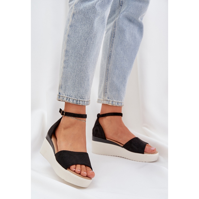 Sandale ușoare pe platformă și pene delicate negre negru 2