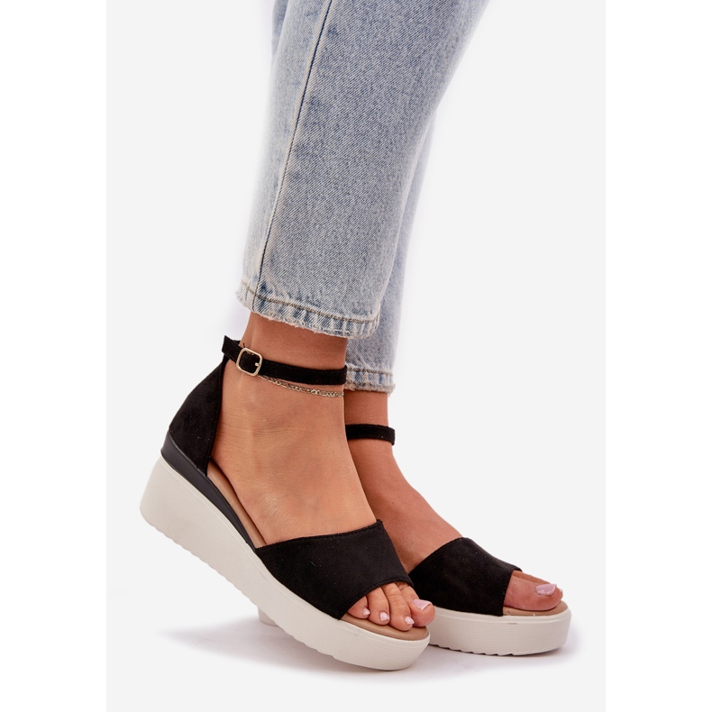 Sandale ușoare pe platformă și pene delicate negre negru 1