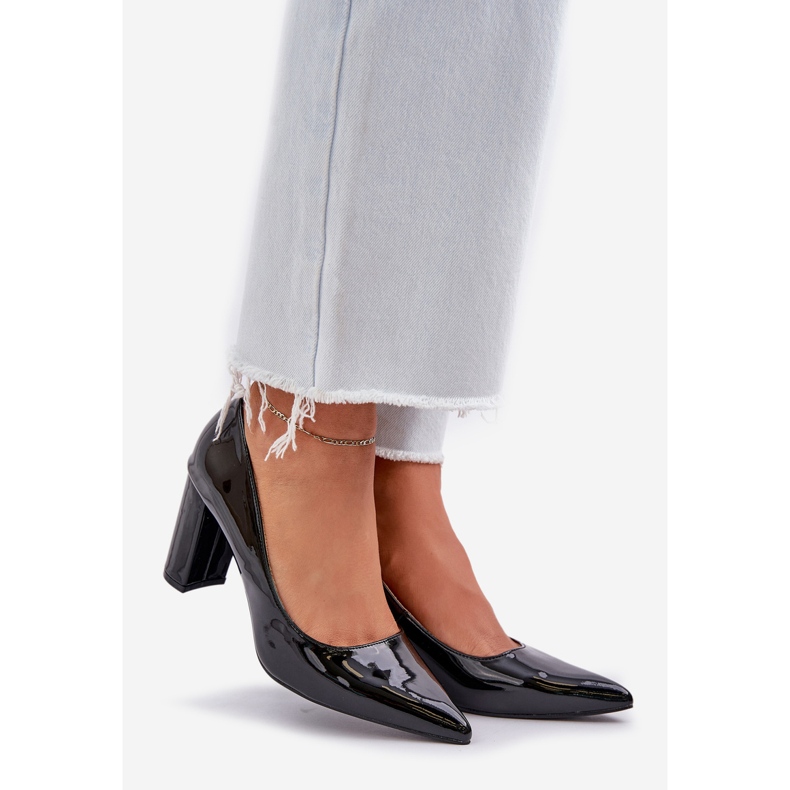 Pompe pictate pe călcâiele de bare negre negru 1