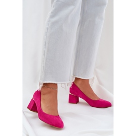 Pompe de piele de piele de căprioară pe pilonul Fuchsia roz 2
