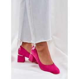 Pompe de piele de piele de căprioară pe pilonul Fuchsia roz 3