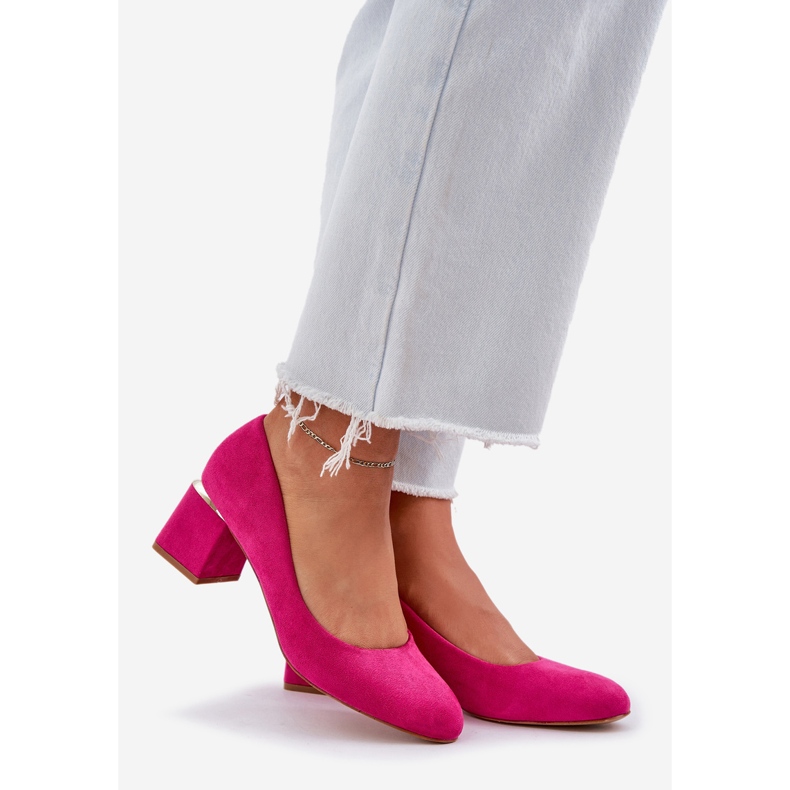 Pompe de piele de piele de căprioară pe pilonul Fuchsia roz 1