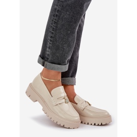 Picted Women Loafers cu pini bej urs 1 Picted Women Loafers cu pini bej urs 1