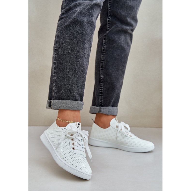 Openwork Dantelă pentru femei -adidași cu fasole ușoară bej 2