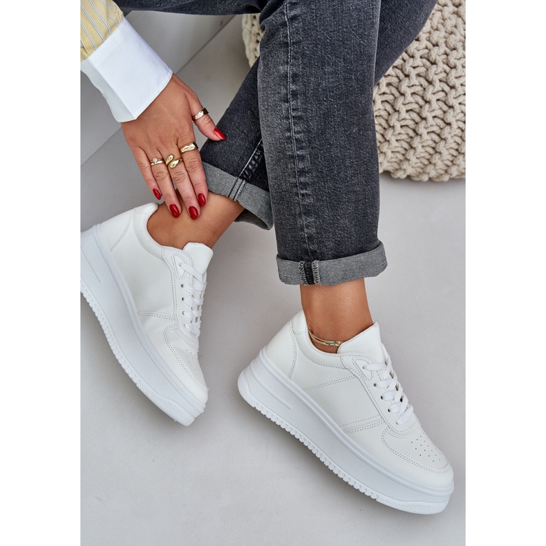 Adidaje clasice din piele eco pe platforma albă 2