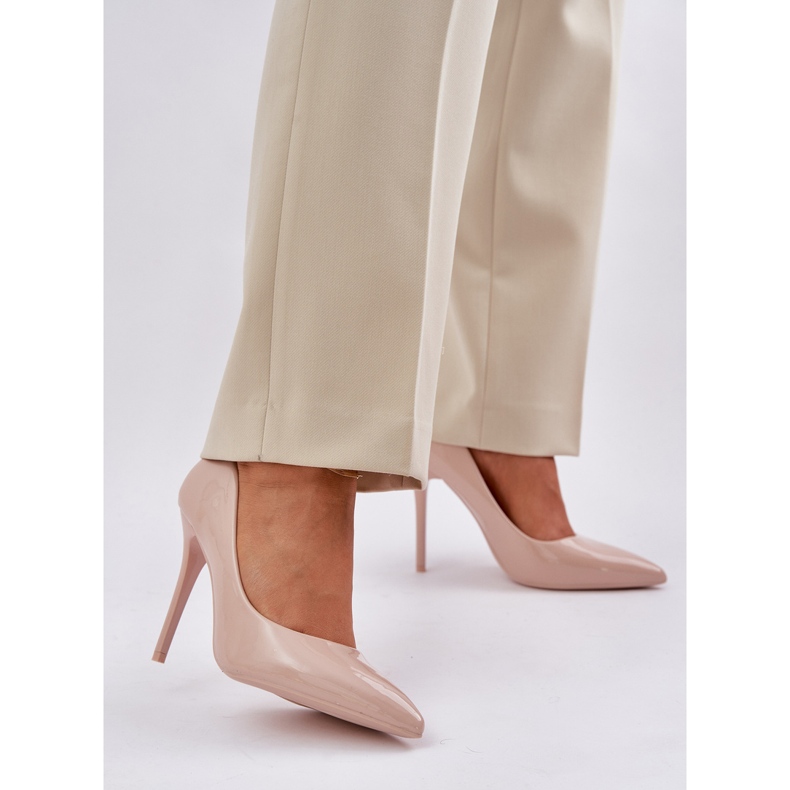 Tocuri înalte pictate cu degetele de marjă bej 2