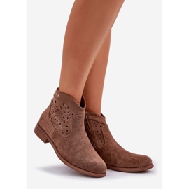 Cizme deschise pentru femei cu toc plat S.Barski Hy51-113 Brown maro 1