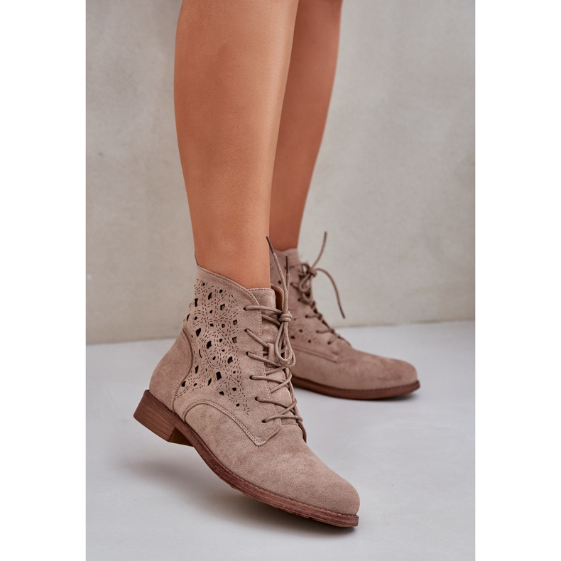 S.Barski Cizme de dantelă din piele de căprioară cu un model Openwork S. Barski Hy51-136 Beige bej 2 S.Barski Cizme de dantelă din piele de căprioară cu un model Openwork S. Barski Hy51-136 Beige bej 2
