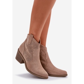 S.Barski Cizme de cowboy pentru eco -sweetwork zip bej 1